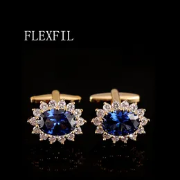 Manşet bağlantıları Flexfil lüks gömlek kolkukları erkekler için marka düğmeleri bağlantıları gemelos yuvarlak kristal düğün abotoaduras mücevher 230309