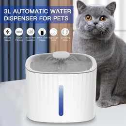 Cat Bowls Feeders Automatic Cats Water Fountain Dog Drink Active Carbon Filter Feeding Watering Supplies Pet Drinking Dispenser 230309