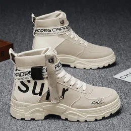 Boots British Canvas Shoes Men Autumn Personality Fashion Casual Hightop Tooling Winter 2023 230309