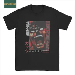 メンズTシャツバーザークガットブラックソードマンTシャツメンズアニメ面白い純粋なコットンティーシャツoネック半袖Tシャツプリント服G230309