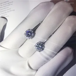 매달린 귀걸이 천연 흰색 Moissanite Earring for Women S925 Sterliing Silver Color Bizuteria Anillos 보석 925 보석