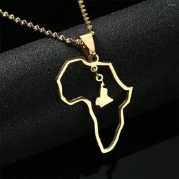 Pingente colares cor de ouro unisex aço inoxidável áfrica camarões mapa para mulheres charme africano jóias presentes