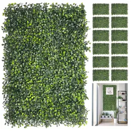 Flores decorativas Faux Hedge Greenery Cenário Artificial Boxwood Wall Painéis