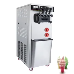 Commercial Soft Ice Cream Machine helautomatisk glass Maker Rostfritt stål 3 smaker Kulfi Making Machine