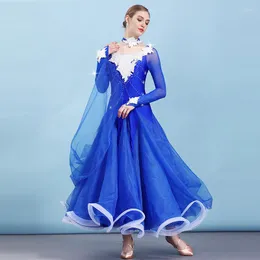 Stage Wear 2023 Standard Female Ballroom Dancing Dresses 6 Colors Competition Big Swing Dress For Women Waltz Tango Dancewear DWY1384