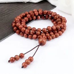 Strang Perlenstränge Hochwertiges 108 Mala Armband Gebet 6MM glänzender Goldsand Halskette Frauen Yoga Meditation Armreif Schmuck für Freund