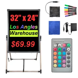 LED Message Board Lights 32" x 24" Self-Standing LED Signs Menu Board with Adjustable Height Aluminum Frame and High Brightness No Installation Needed Crestech168