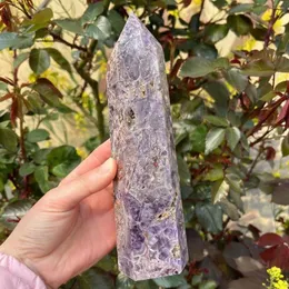 Figurine decorative 500-850G Natural Large Rough Amethyst Crystal Tower Wand Reiki Healing