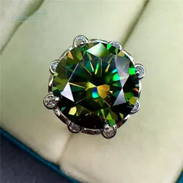 Ringos de cluster inbeaut 925 prata Excelente corte 10 ct passa diamante teste verde moissanite elegante anel de casamento de flores para mulheres jóias finas