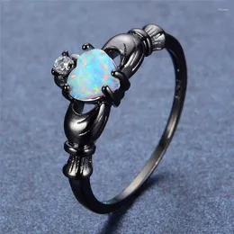 Anéis de casamento por atacado lindo fofo jóias simples Blue Fire Opal Czz Cristal de champanhe FromSwarovskis para mulheres Presentes de Natal