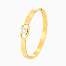 Armreif Ankunft Augenform Mitte 7mm Kristall Edelstahl Frauen Marke Schmuck Hohe Qualität Gold Farbe Bar-typ Armband