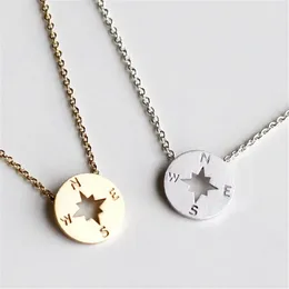 30CS Round Direction Compass Necklace Circular Guide Necklaces Simple Travel Coin Disk Pendant Charm Jewelry Gifts