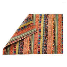 Table Cloth 2023 Ethnic Style Distinctive Cotton Linen Mat Colored Geometric Stripes Two-Layer Rectangle Non-Slip Insulation Placemat