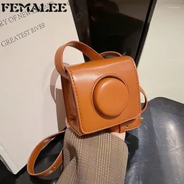 어깨 가방 빈티지 현대 질감 여성 미니 스퀘어 가방 패션 럭셔리 디자이너 카메라 모양 크로스 바디 플랩 아이 귀여워