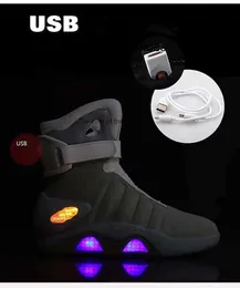 big size us 13 boots Designer Authentic Air Mag Sneakers Marty Mcfly's air mags Back To The Future Glow In Dark Gray Led Shoes Lighting Up Mags BlackTOP