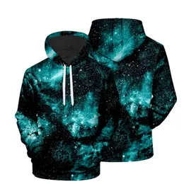 Herrtröjor tröjor milky way stjärnhimmel mode landskap tryck tröja hooded casual 3d mönstermen's