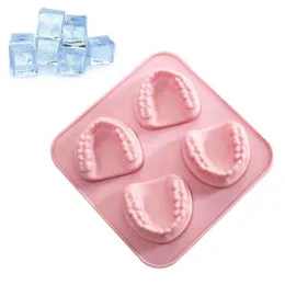 Ferramentas de sorvete Bandejas de cubo de gelo Sphere flexível fabricante de bolas de gelo easyrelease de dente molde de silicone para lavador de louça de dentes engraçados de dentes engraçados