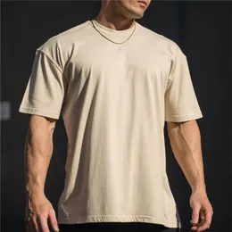 Herren T-Shirts Männer Gym Workout Fitness Baumwolle Kurzarm T-Shirt Hip Hop Fitness Sommer Übergroße Bodybuilding Tops Sport T-Shirts 230309