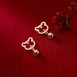 Studörhängen Rhinestone Tiger Earring Bell for Women Wedding Animal Jewelry Gift