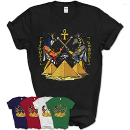 As camisetas masculinas egípcias deus anubis horus antigas pirâmides ankh hieróglifos camisetas mens. Camisa unissex de pescoço de algodão curto de algodão de verão