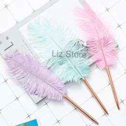 Beautiful Feather Ballpoint Pens Student Writing Ball Point Feathers Pens Office School Supplies Stationery Pen Multi Colors TH0843