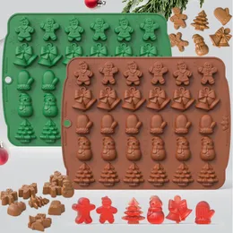 2023 Christmas Silicone Chocolate Mold Gingerbread Man Xmas Tree Snowman Gloves Gummy Candly Mould Kitchen Party DIY Baking Tool