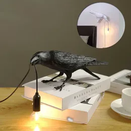 Vägglampor 2022 Ny Lucky Bird Wall Lamp Raven bordslampa led nattlampor sovrum sängen levande rum för hem harts kråkdekorativ lampa J230308