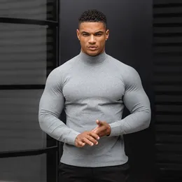 رجال tshirts Quick Dry Long Sleeve Shirt Men Gym Gym Fitness Tshirt Male Running Sport Bodybuilding Tops Tops Spring Workout Clothing 230309