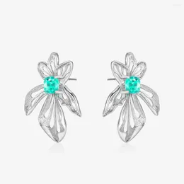 أقراط مسمار Ruzzallati 2023 Lake Green Paraiba Iris Flower Luxury الأنيقة الهدية الذكرى الذكرى