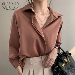Women's Blouses Shirts Plus Size Loose Shirt Korean Clothes Autumn Women Fashion Blouses Solid Long Sleeve Blouse Simple OL Feminine Blusa 11193 230309