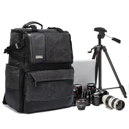 バックパックW5072レザーラップトップバックパック大容量デジタルSLRビデオカメラ旅行バッグ