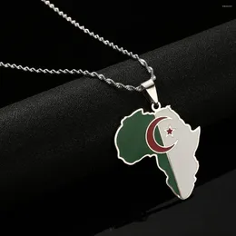 Anhänger Halsketten Afrika Arginian Emaille Flagg Gold Farbkolon -Schmuckkarte von Algerien