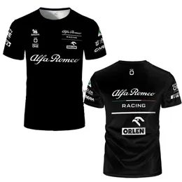 ELY8 2023 새로운 남자와 여자 F1 팀 티셔츠 티셔츠 티셔츠 2023 Alfa Romeo Shirs Formula One Racing Car 3D Prined 남자 패션 O-Neck Shir Kids Tees Tops Jersey