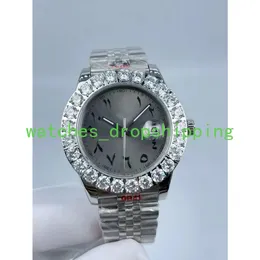 2023 Nuovo orologio da uomo meccanico automatico 41mm Big Diamond Gold Giallo / verde / grigio / rosa Faccia in acciaio inossidabile pieno Jubilee Cinturino originale Orologi moda uomo