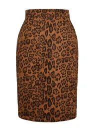 Casual Dresses Fall Winter Smiley Leopard Print Suede Pencil kjol Kvinnor Elegant Fashion Bodycon Office Wear Lady High Wasit Jupe 230309