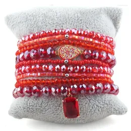 Strang RH Modeschmuck Perlenarmband Set 4 6 8 mm 9 Stück Stapelglas Kristall Dorp Armbänder für Frauen Geschenk