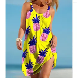 Abiti casual Stampa di frutta tropicale 3d Midi Mini abito da donna Canotta Bohemian Boho Sexy Beach Gonne da donna Slim Vestidos