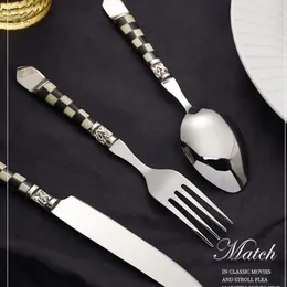 Dinnerware Sets High Quality Wedding Cutlery Set Designer Modern Dinner Coffee Kitchen Spoon Fork Serving Gift Dessert Platos OA50DS