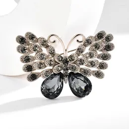 ブローチYysunny Vintage Austrian Crystal Large Butterfly Brooch Pin High-Grade Corsageシンプルで汎用性の高いコート衣類アクセサリー