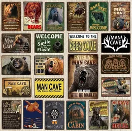 Personalisiertes „Man Cave“-Blechschild „Bären“, Metallmalerei, „My Cave“-Schild, Metallplatten für die Wand, Zuhause, Handwerk, Café, Musik, Bar, Garage, Dekoration, Vintage-Poster, Größe 30 x 20 cm, w01