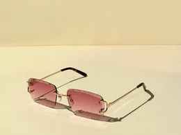 Odcień Diamentowe soczewki bez krawędzi okulary przeciwsłoneczne dla mężczyzn Klasyczne złote różowe okulary słoneczne odcienie gafas de sol Designers okulary okulary Uv400 z pudełkiem