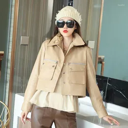 Women's Leather 2023 Sheepskin Jackets For Women Spring Autumn Real Coat Female Motorcycle Woman Jacket Cuero Genuino Zjt25