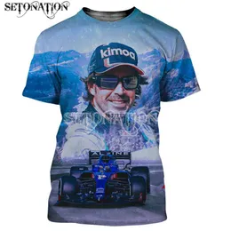 04k5 2023 New Mens and Womens F1 Team Tshirt Tshirts Driver Fernando Alonso Menwomen عالي الجودة قميص غير رسمي على الطراز الشارع قمم Dropshippin F517