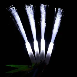 20st 26cm vitt ljus Led Fiberoptik Blinkande Stick Glow Lysande Fiber Magic Rod Wand Festival Dekor Party Barnleksaker