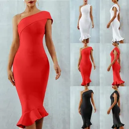 Casual Dresses Women's Summer Slim Fashion Strapless aftonklänningskjol Split Elegant