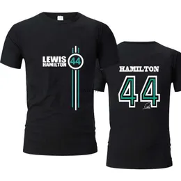 N2OK 2023 Yeni Erkek ve Kadınlar F1 Team T-Shirt T-Shirts Yaz Formül One Racer Lewis Hamilton Racing hayranları Kısa kollu No.44 Büyük boy erkek/kadın moda sokak kıyafetleri
