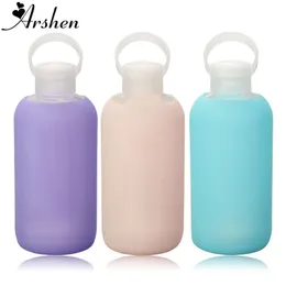 Water Bottles Arshen Fashion Colorful 500mL Glass Water Bottle Glass Beautiful Gift Women Water Bottles with Protective Silicon Case Tour 230309