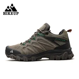 Dress Shoes HIKEUP High Quality Leather Hiking Durable Outdoor Sport Men Trekking LaceUp Climbing Hunting Sneakers 230308
