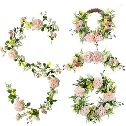 Kwiaty dekoracyjne wiosna sztuczna girlanda na przyjęcie weselne domowe dekoracja ogrodowa łuk DIY Fake Flower Plant Lvy Vine