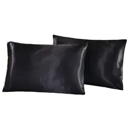 US UK Russia Размер 2pcs 1pair Pillow Case Satin Color Color Silk Dowlowcase Pillow Shams Twin Queen Cal-King 7 Colors242i